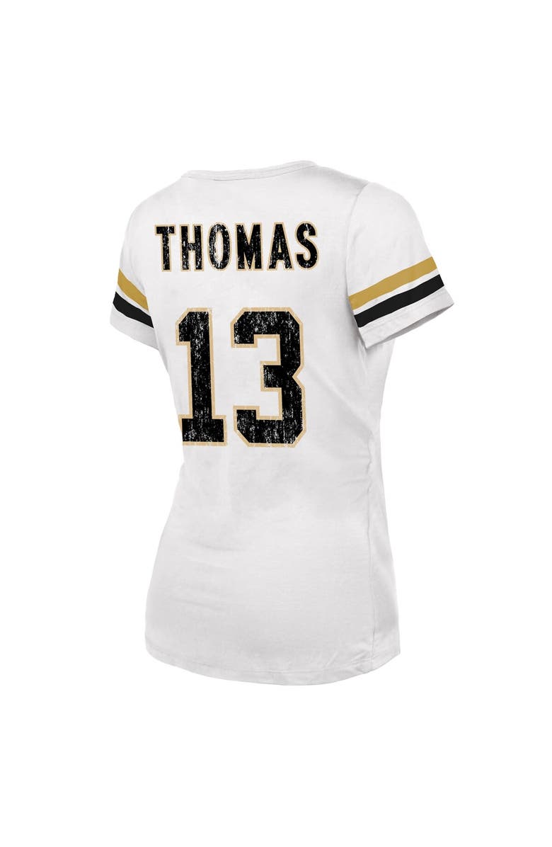 Majestic Threads Women's Fanatics Branded Michael Thomas White New Orleans Saints Fashion Player Name & Number V-Neck T-Shirt, Alternate, color, 