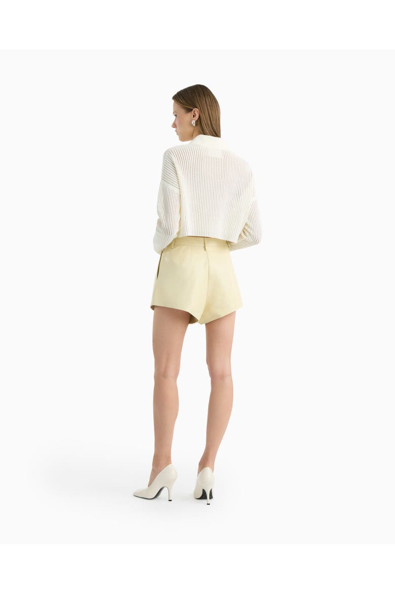 Emma leather shorts in butter yellow, Alternate, color, Butter Yellow