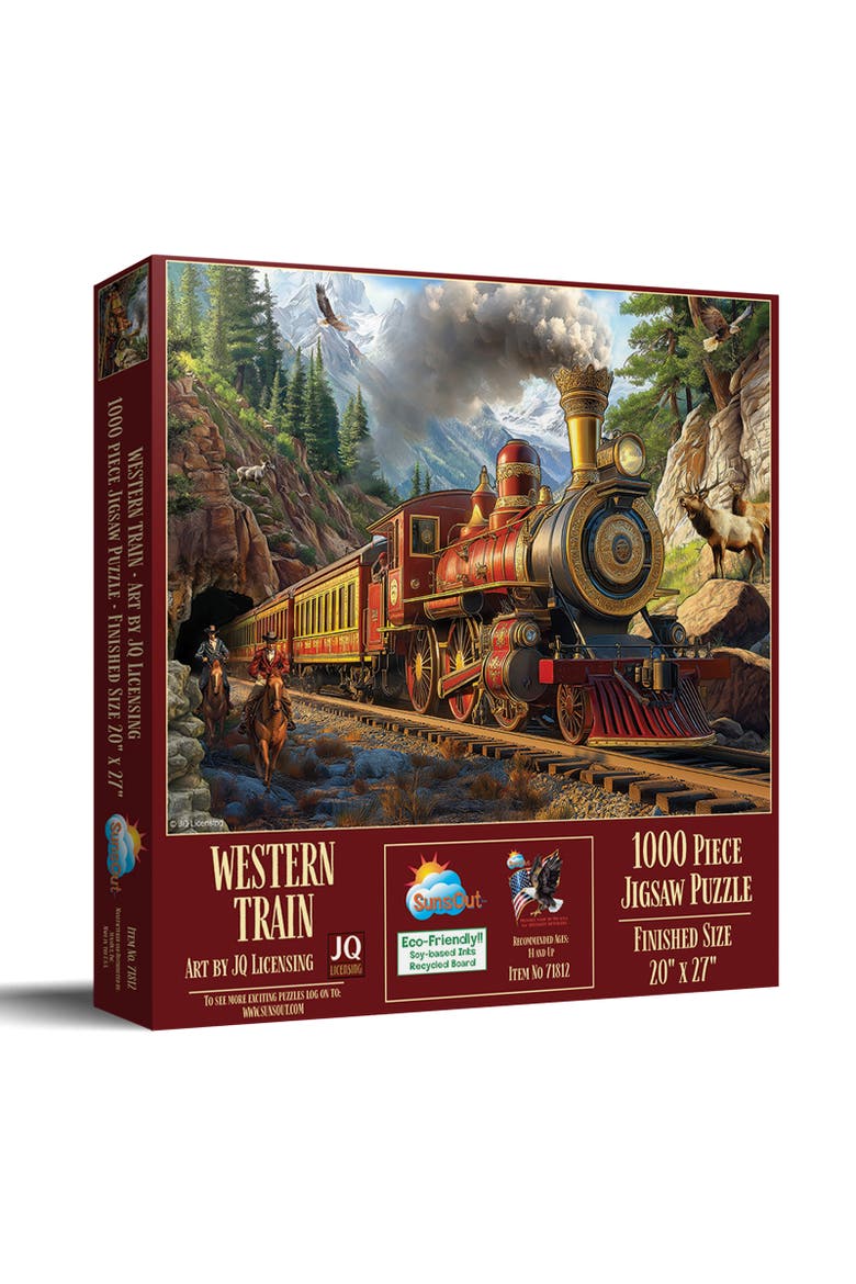 Western Train 1000 piece Jigsaw Puzzle for Adults, Main, color, Multicolor