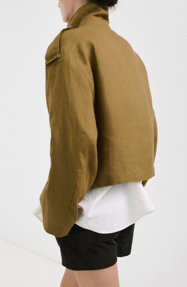 MANGO Funnel Neck Linen Jacket, Alternate, color, 