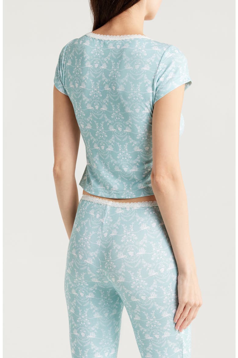 Lace Trim Stretch Modal Crop Top, Alternate, color, LADY OF THE SEA