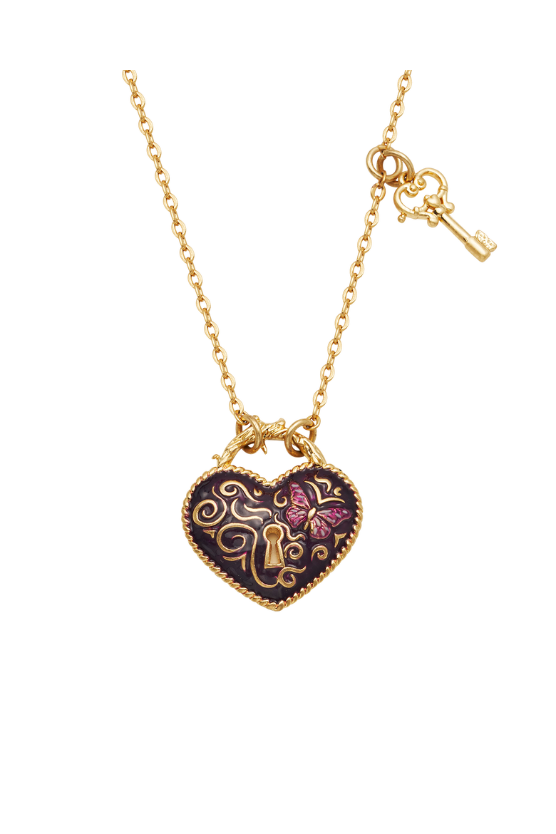 Eve Heart Lock & Key Necklace, Main, color, Gold