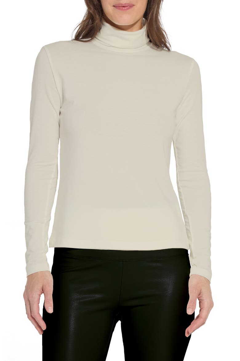 'Lyssentials Essential Long Sleeve Turtleneck Top, Main, color, LATTE