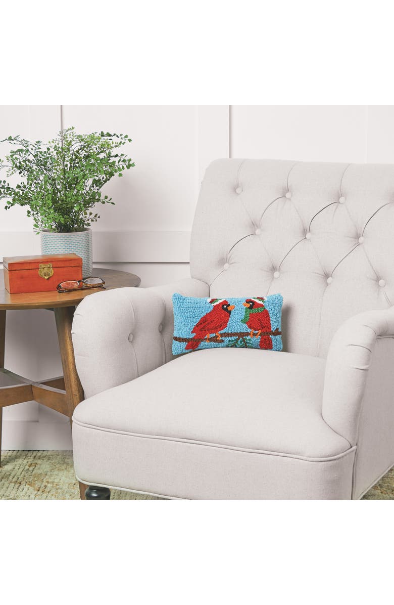 C&F Home Winter Cardinal Hooked Small/Petite Christmas Holiday Accent Pillow, 6" x 12", Alternate, color, Blue