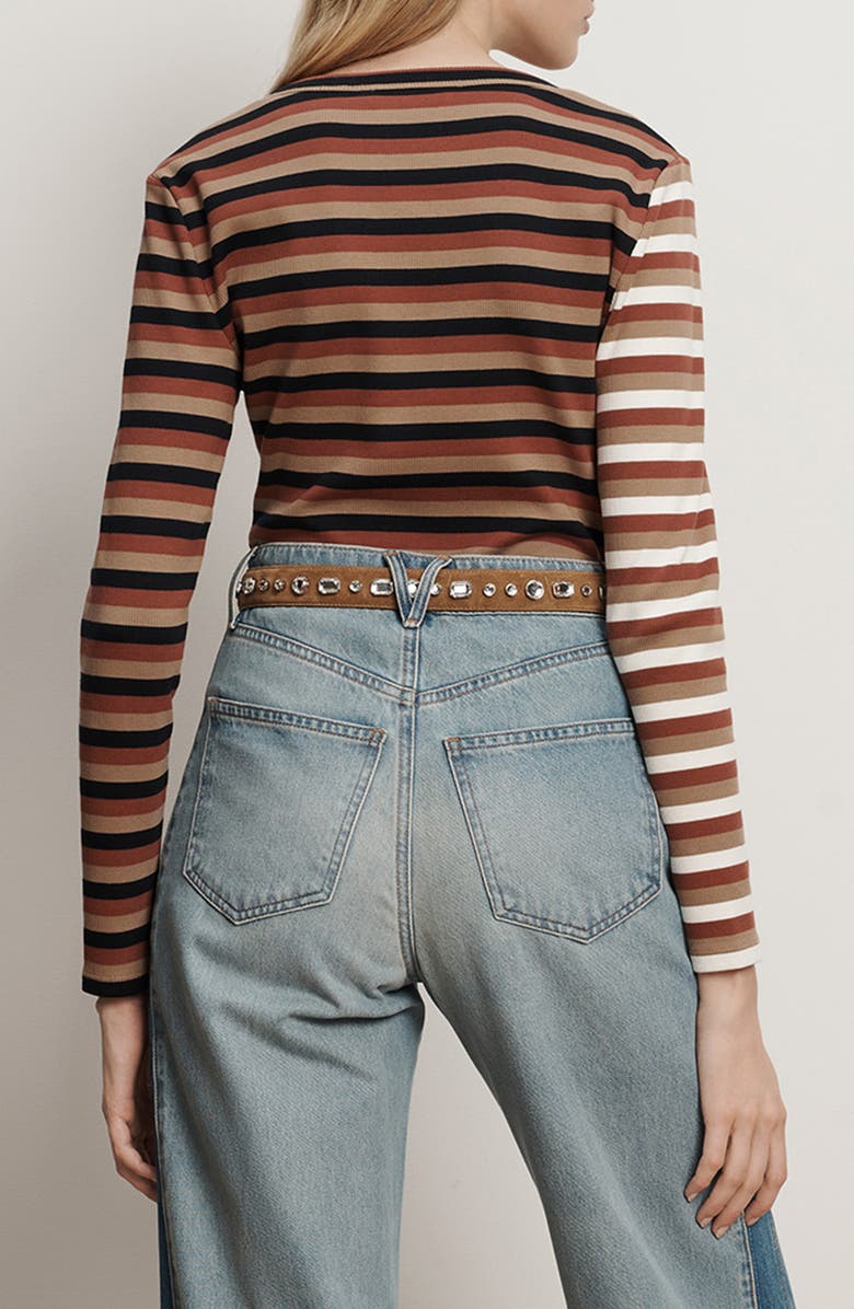 Veronica Beard Dilia Stripe Top, Alternate, color, Navy Red Oak