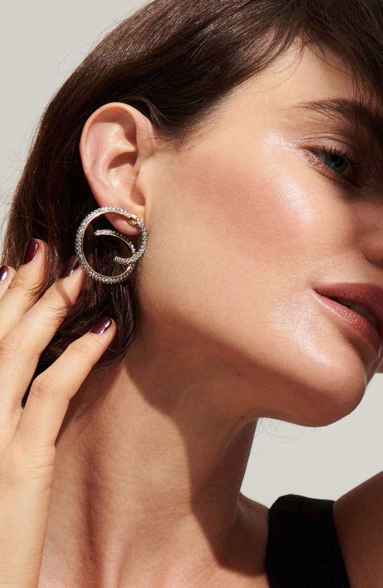 DEMARSON Maia Crystal Pavé Earrings, Alternate, color, Silver/Gold