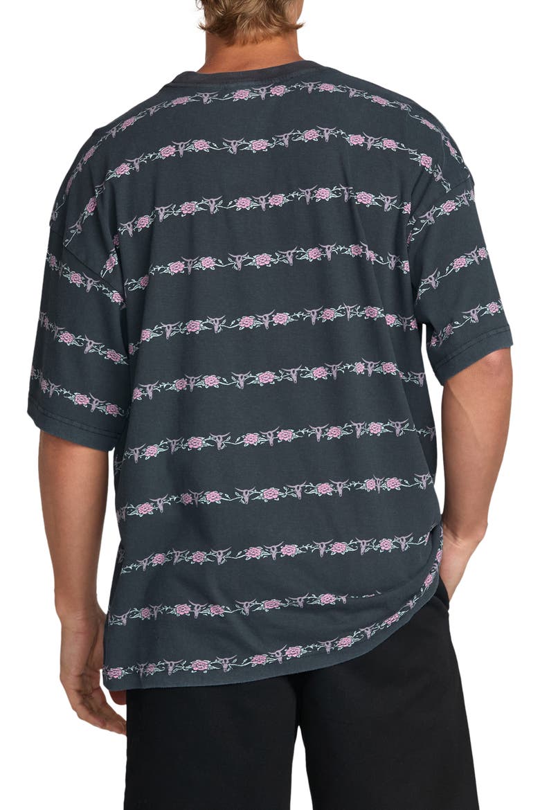 Raging Bull Floral Stripe T-Shirt, Alternate, color, WASHED BLACK