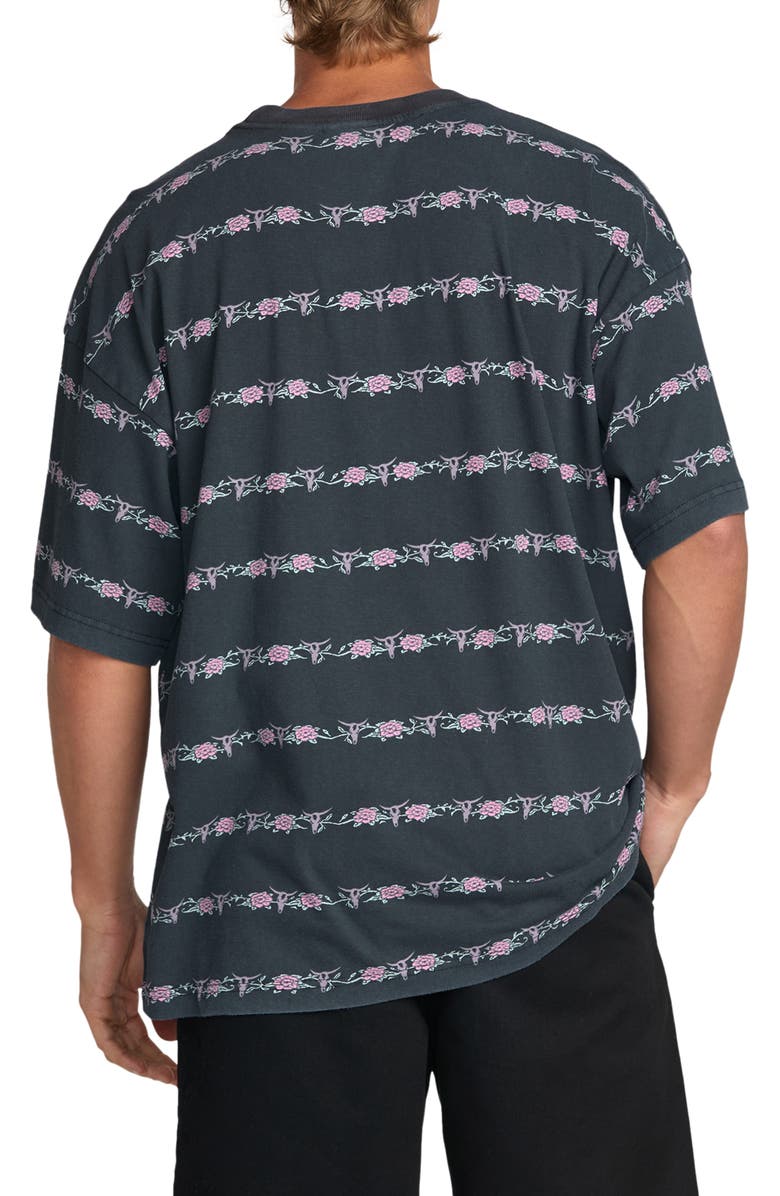 Billabong Raging Bull Floral Stripe T-Shirt, Alternate, color, Washed Black