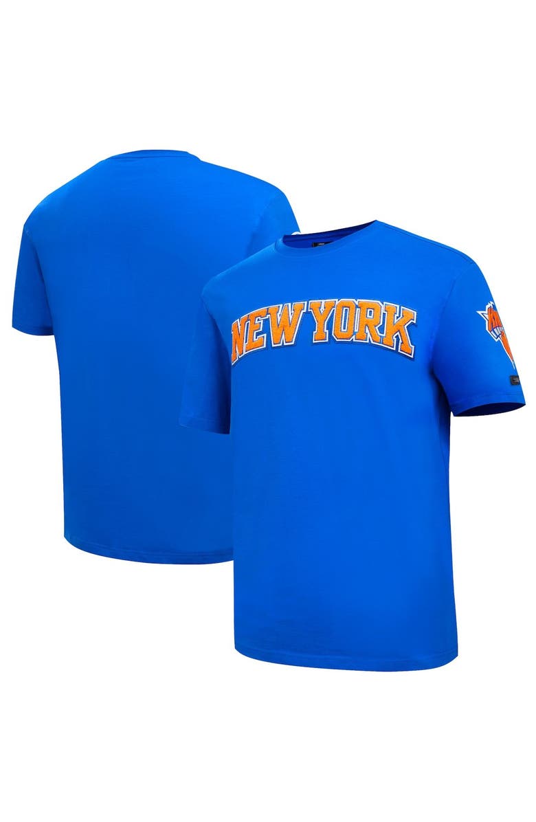PRO STANDARD Men's Pro Standard Blue New York Knicks Chenille T-Shirt, Main, color, 