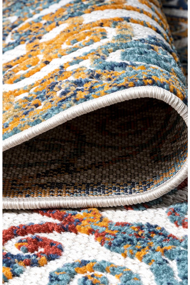 Cetara Ornate Trellis Indoor/Outdoor Area Rug, Alternate, color, Cream/Blue/Orange