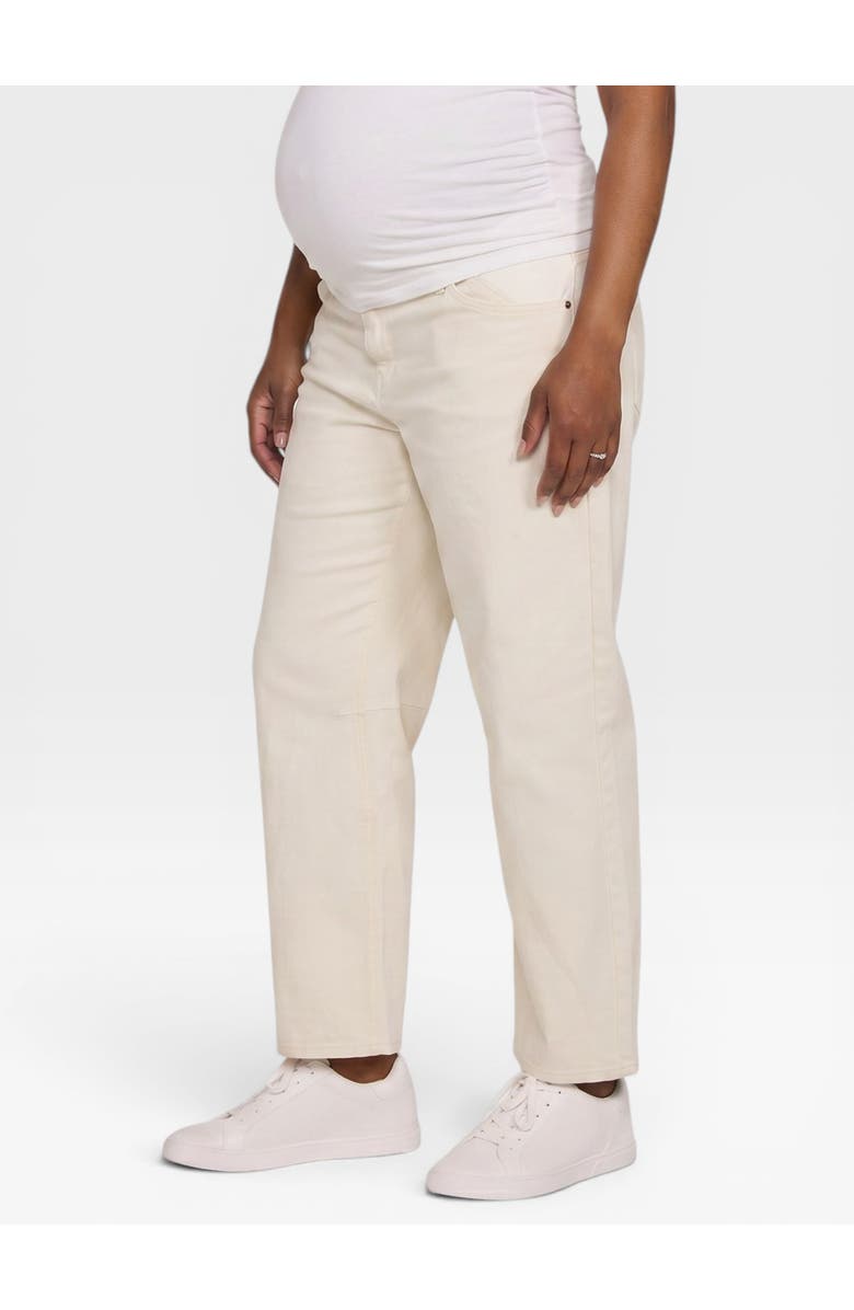 MOTHERHOOD MATERNITY Under the Belly Dart Barrel Leg Jean, Alternate, color, Vintage White Wash