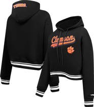 PRO STANDARD Women's Pro Standard Black Clemson Tigers Script Tail Fleece Cropped Pullover Hoodie