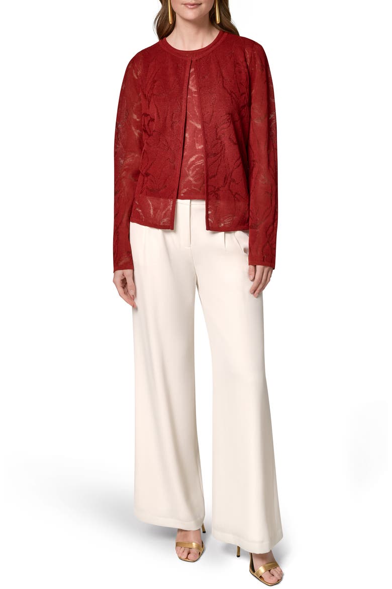 Textured Floral Cardigan, Alternate, color, SUNBAKED
