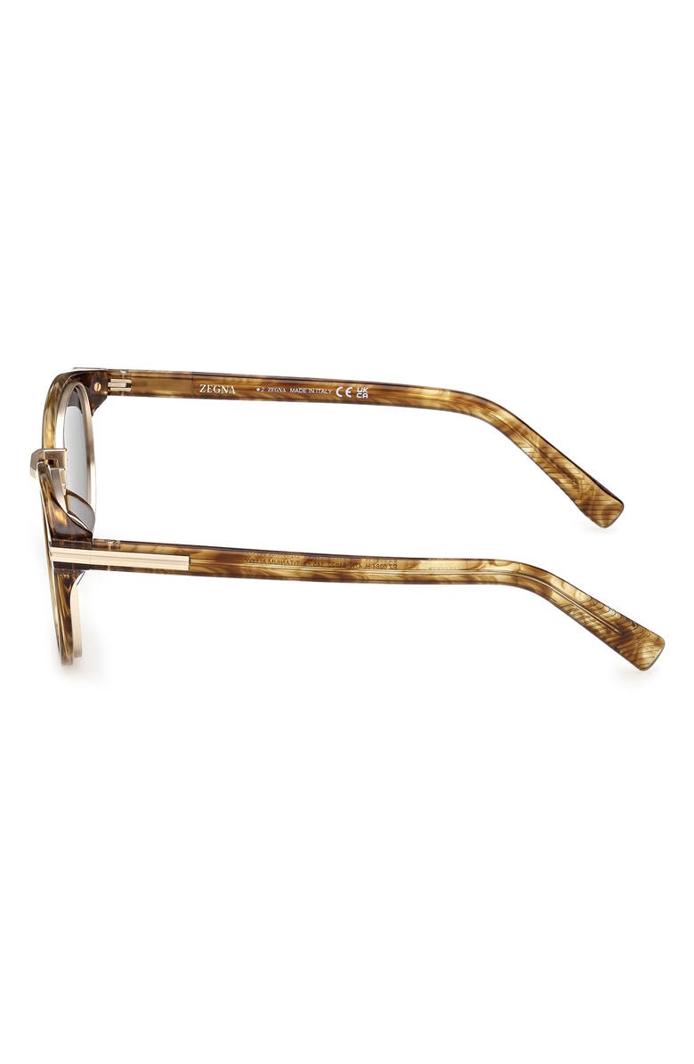ZEGNA 51mm Round Sunglasses, Alternate, color, Shiny Transparent Brown