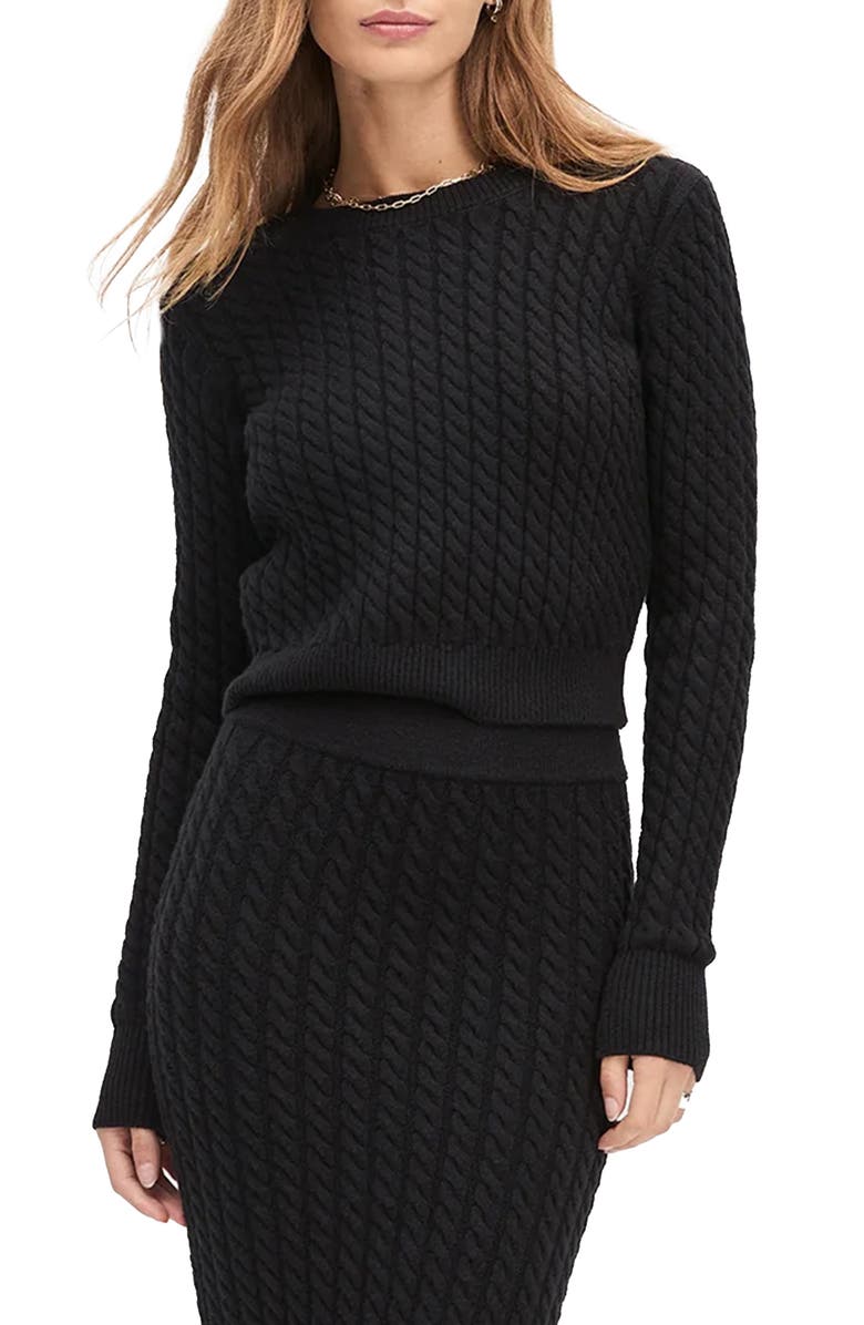 Favorite Daughter The Feel Good Cable Stitch Sweater, Main, color, Black