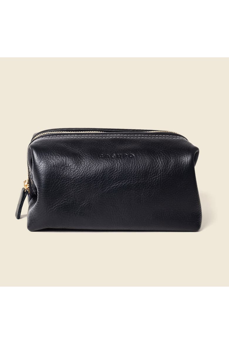 Leather Toiletry Bag, Main, color, Black