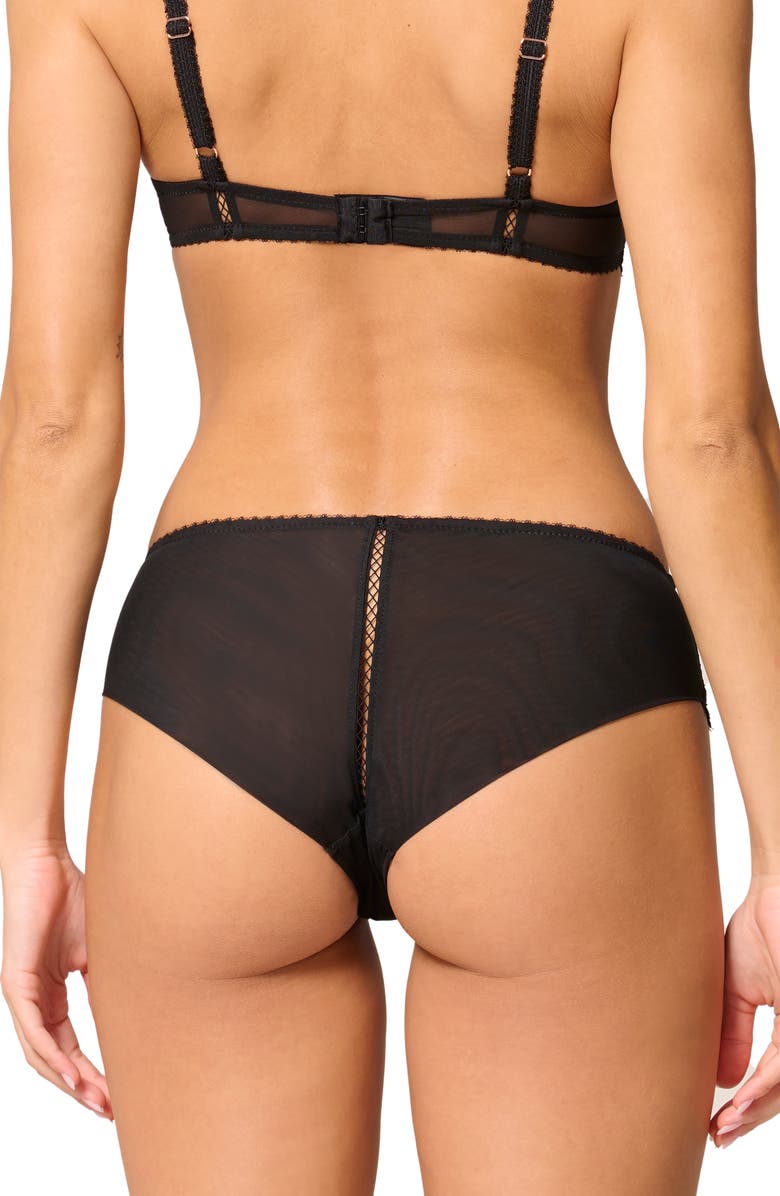 Simone Perele Lace Trim Tulle Briefs, Alternate, color, Black