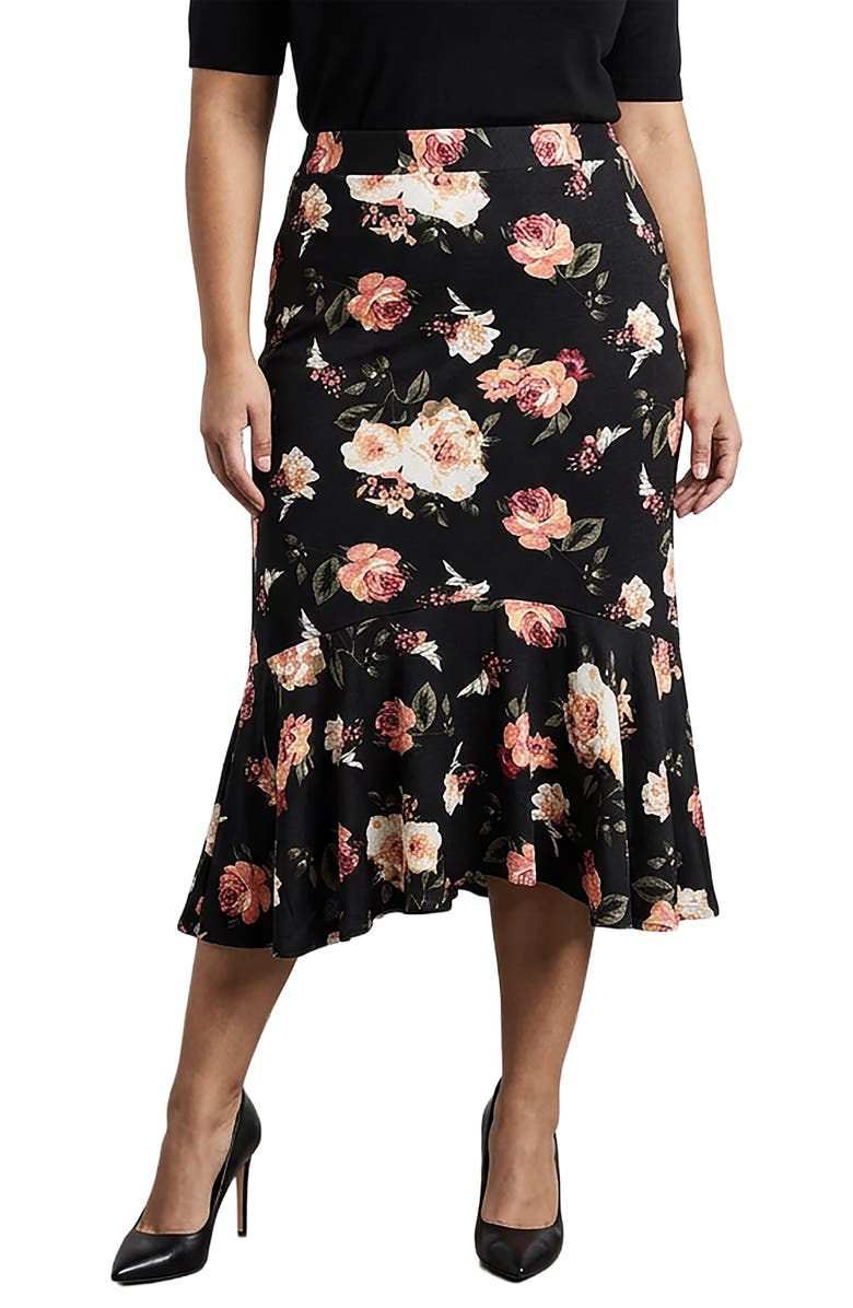 Standards & Practices Floral Print Midi Skirt, Main, color, 