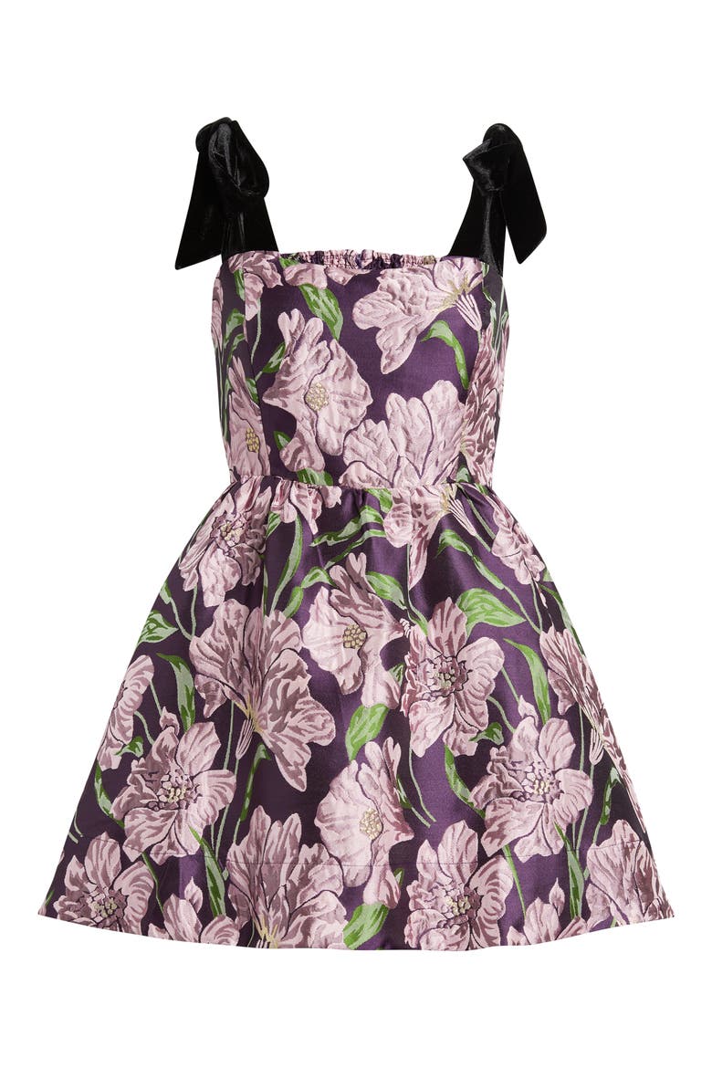 Natalie Brocade Cocktail Minidress, Alternate, color, LAVENDER FLORAL