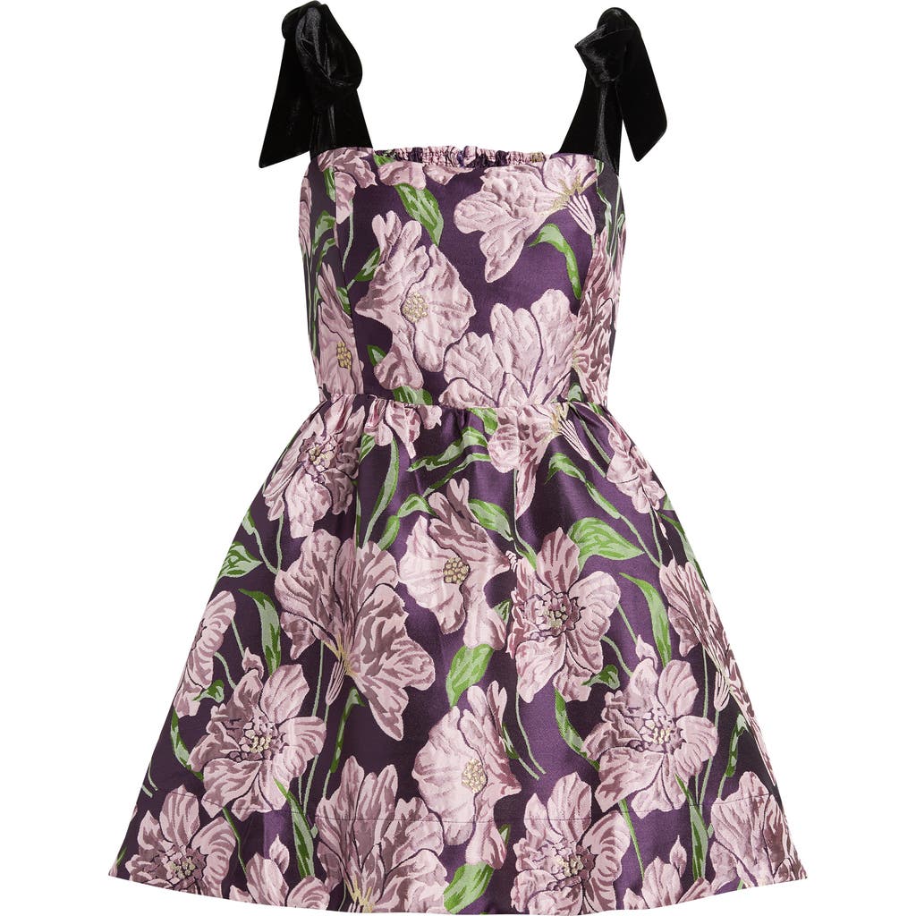 Lucy Paris Natalie Brocade Cocktail Minidress In Purple