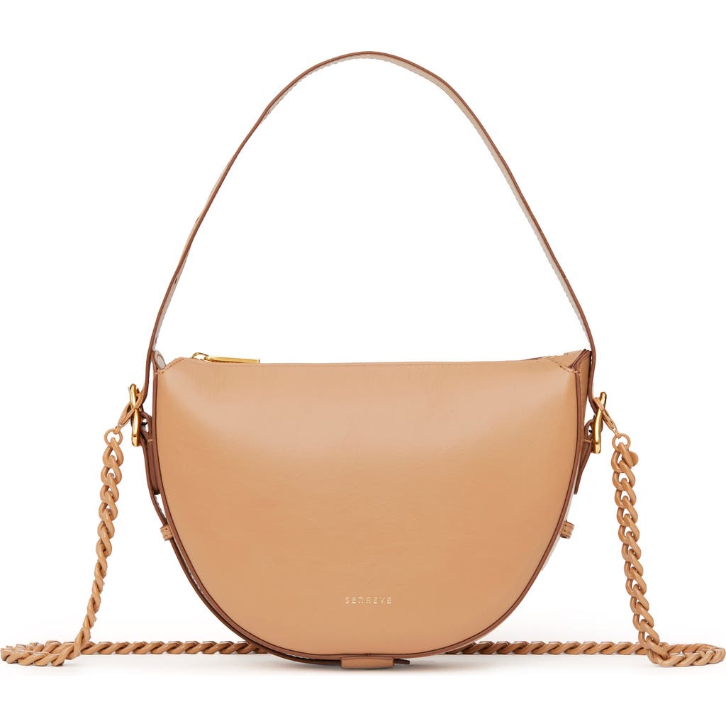Senreve Mini Fortuna Smooth Leather Convertible Crescent Shoulder Bag