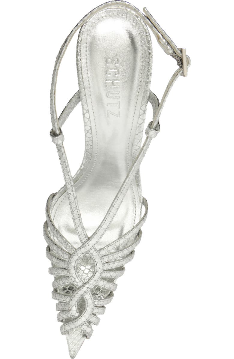 Schutz Seraphine Snakeskin Embossed Slingback Sandal, Alternate, color, Silver