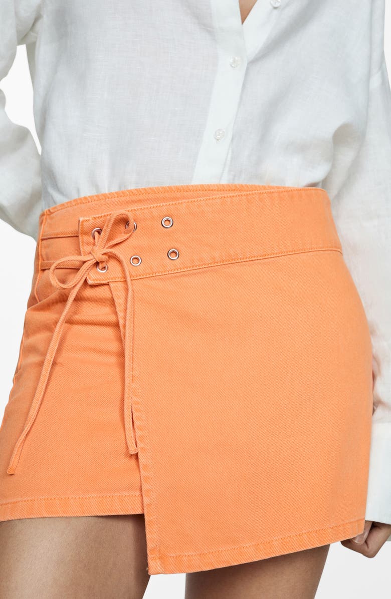 MANGO Wrap Denim Miniskirt, Alternate, color, 