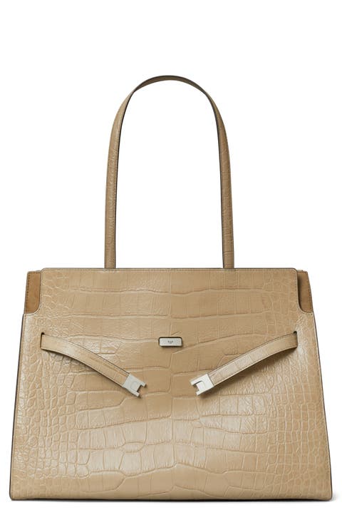 Lee Radziwill Croc Embossed Leather Tote