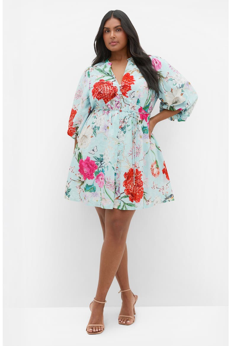 Flora Print Cotton Minidress, Alternate, color, MINT FLORA