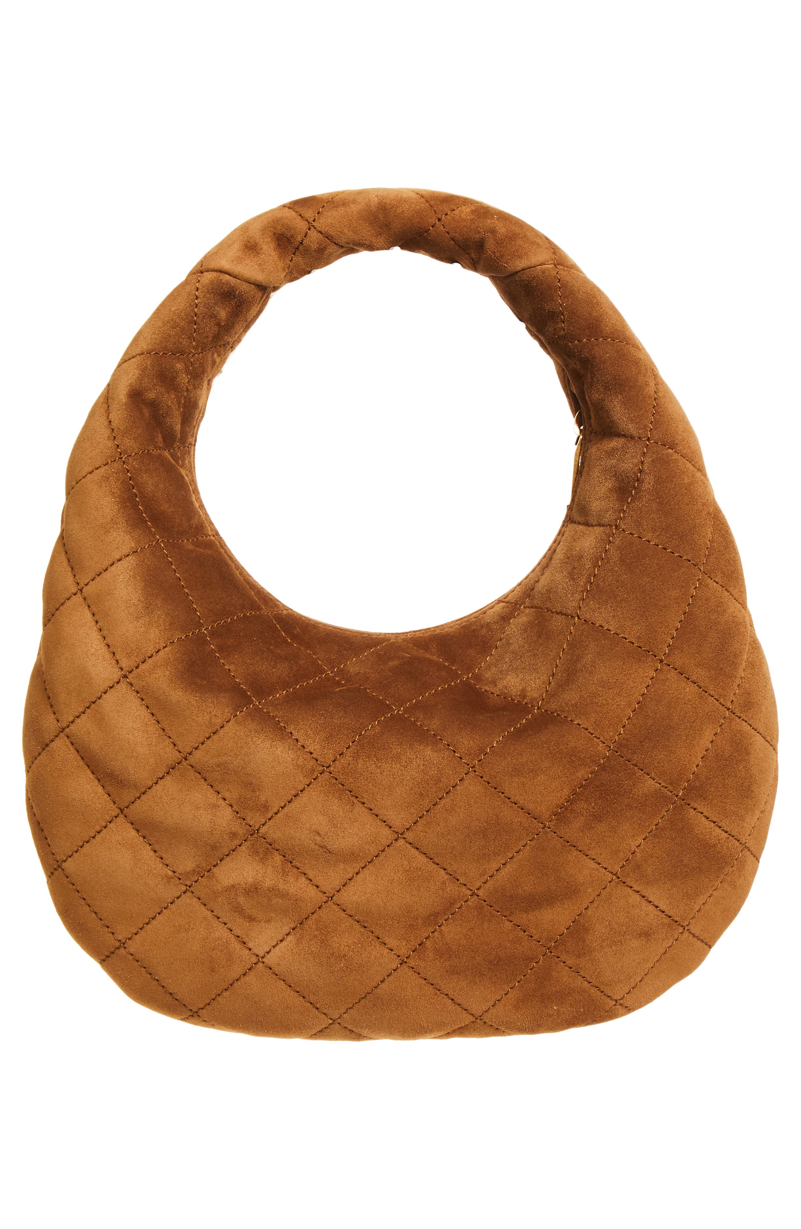 Saint Laurent Icarino Quilted Suede Top Handle Bag, Alternate, color, Caramel Cognac