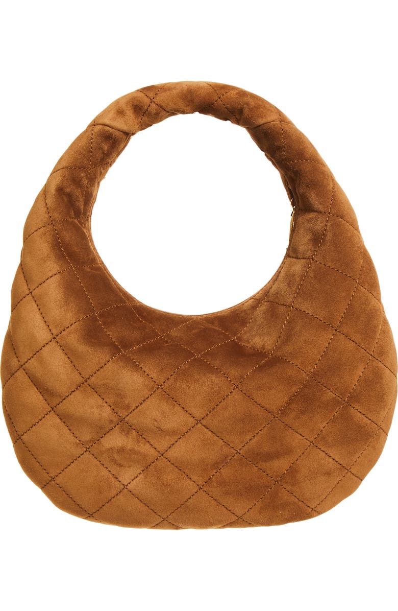 Saint Laurent Icarino Quilted Suede Top Handle Bag, Alternate, color, Caramel Cognac
