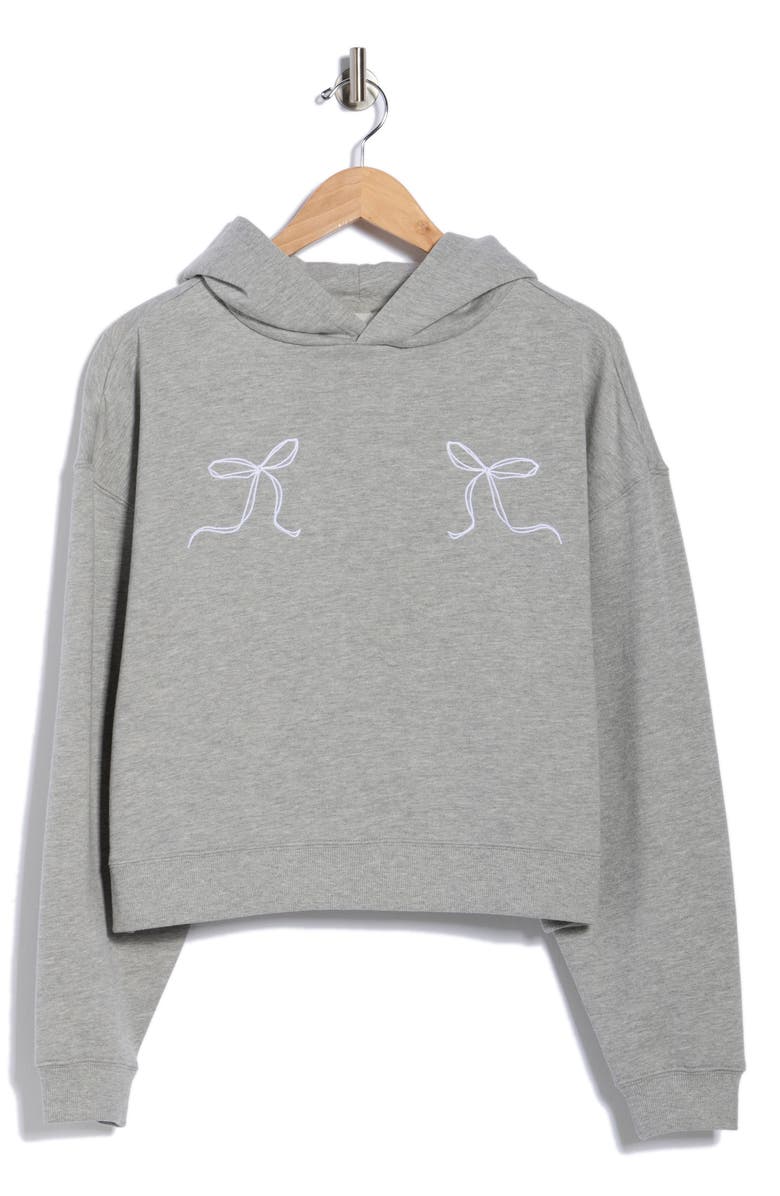 Hi Res Embroidered Bow Cropped Hoodie, Alternate, color, Heather Grey