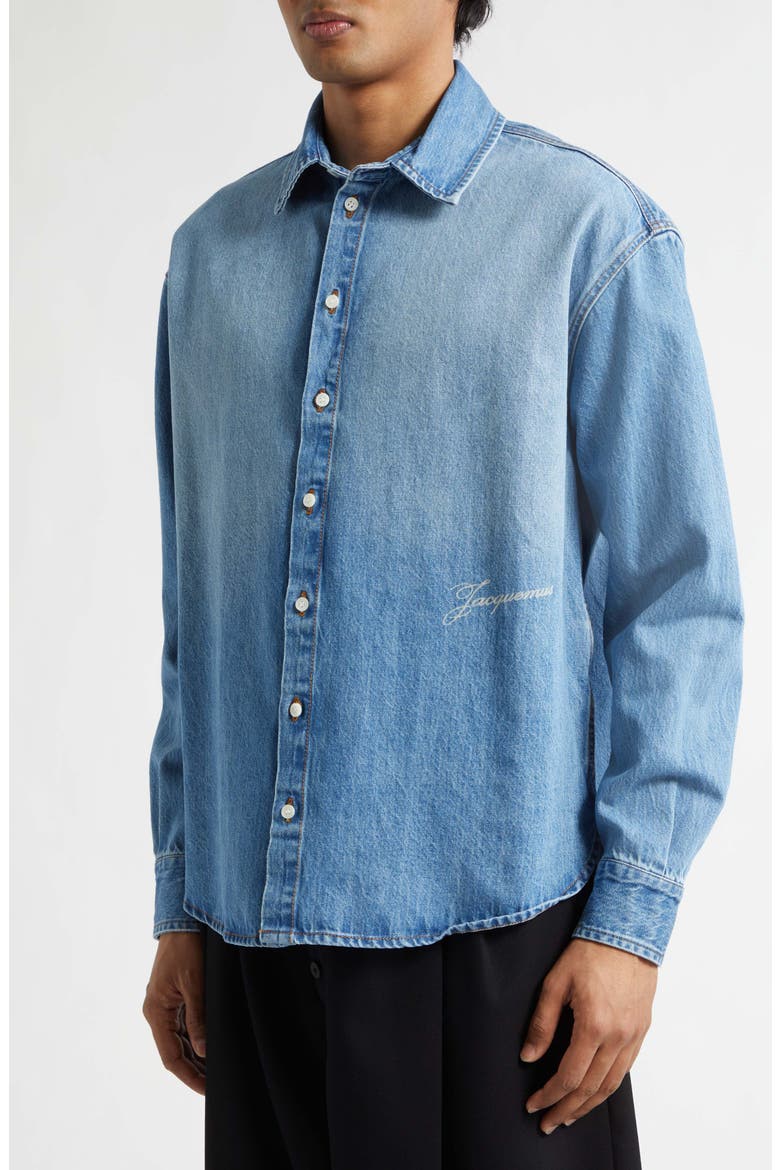La Chemise de-Nîmes Simon Denim Button-Up Shirt, Alternate, color, BLUE/ TABAC