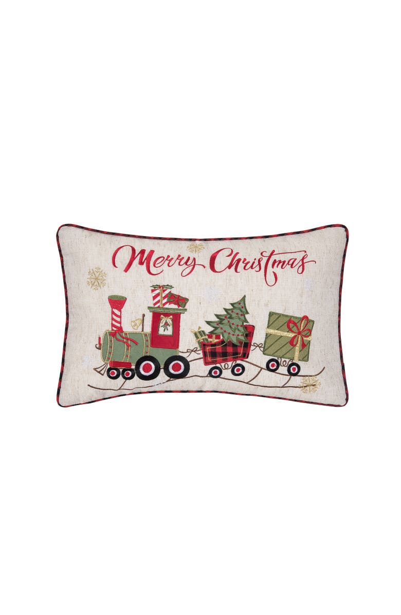 C&F Home Merry Christmas Pillow, 14" x 22", Main, color, Beige