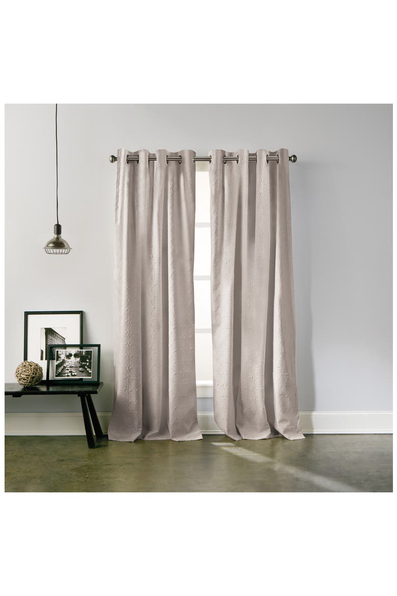 Chrysanthemum Floral Grommet Curtains, Alternate, color, TAUPE