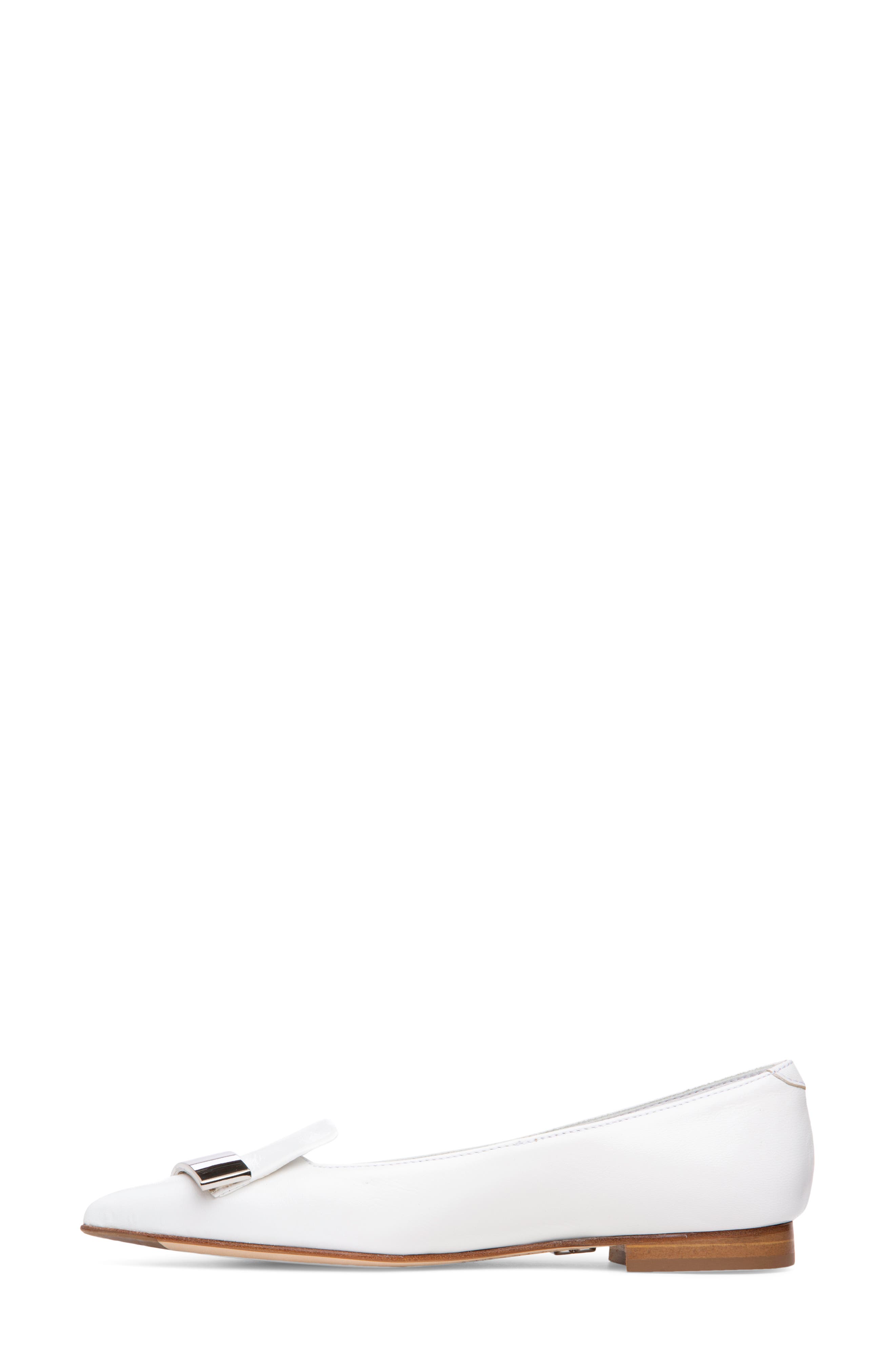 Fia Pointed Toe Flat, Alternate, color, WHITE LEATHER
