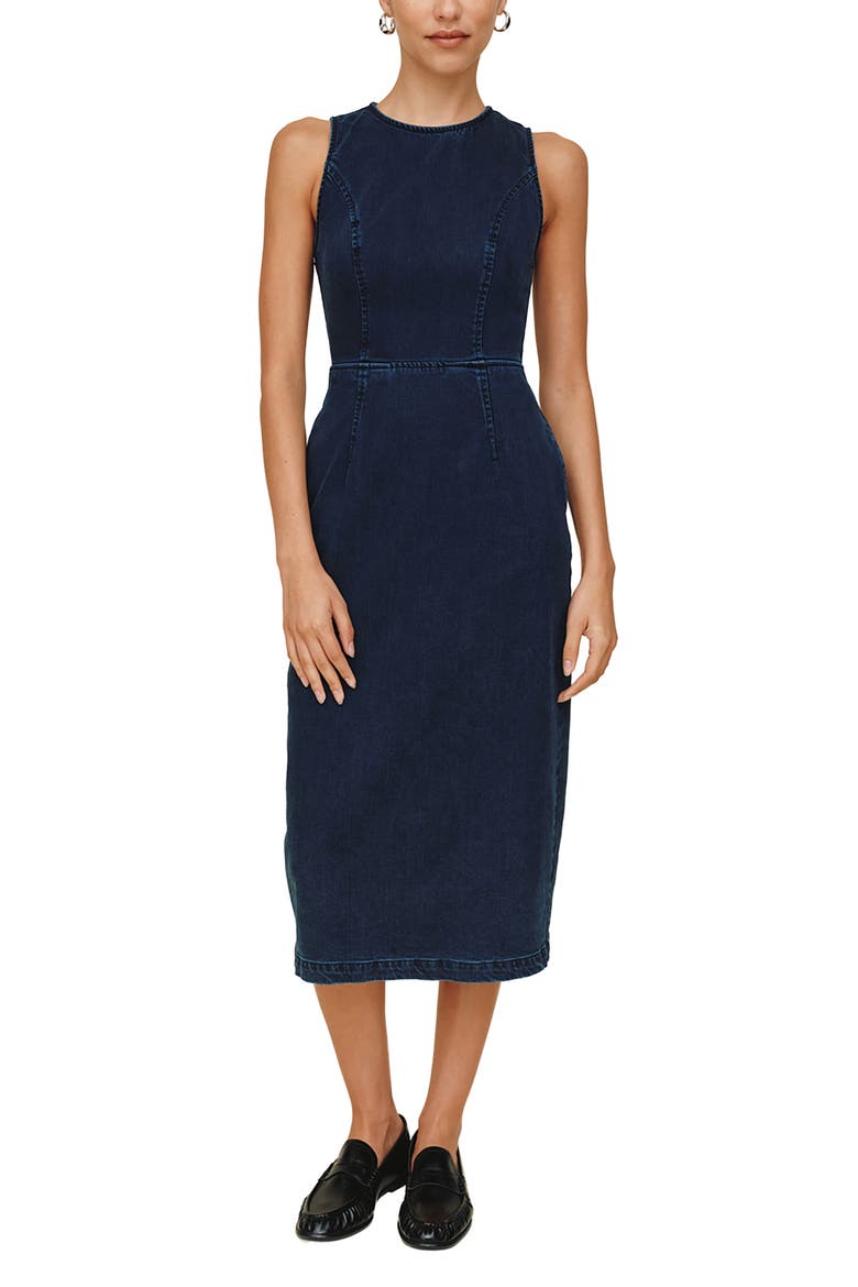 Zip Back Sleeveless Dress, Main, color, MIDNIGHT ARTIC WASH
