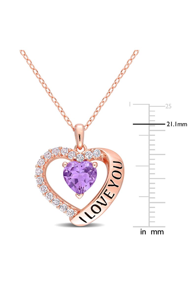 'I Love You' Amythyst & Topaz Heart Pendant Necklace, Alternate, color, PURPLE