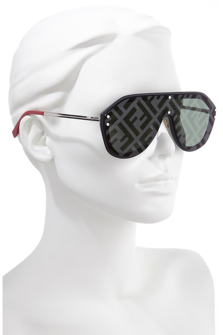 147mm Logo Lens Shield Sunglasses, Alternate, color, BLACK/ BEIGE