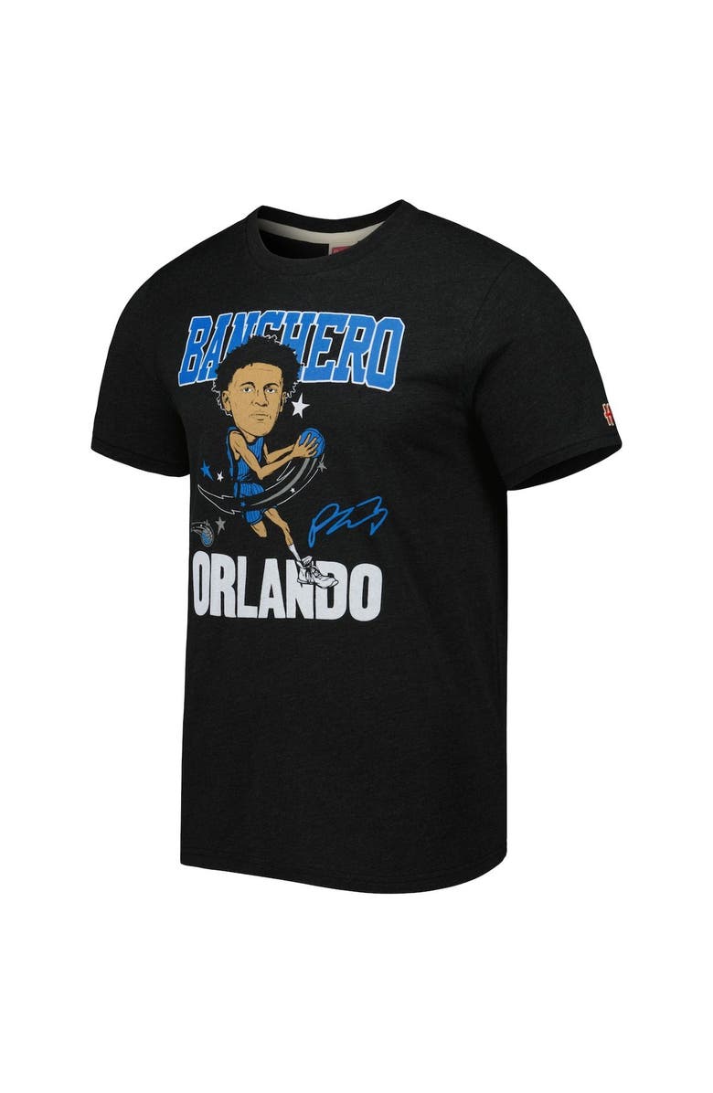 Homage Men's Homage Paolo Banchero Charcoal Orlando Magic Caricature Tri-Blend T-Shirt, Alternate, color, Charcoal