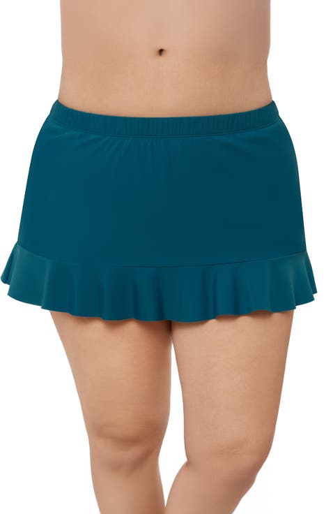 Plus Size High Waist Slimming Ruffle Skirt Swimsuit Bottom