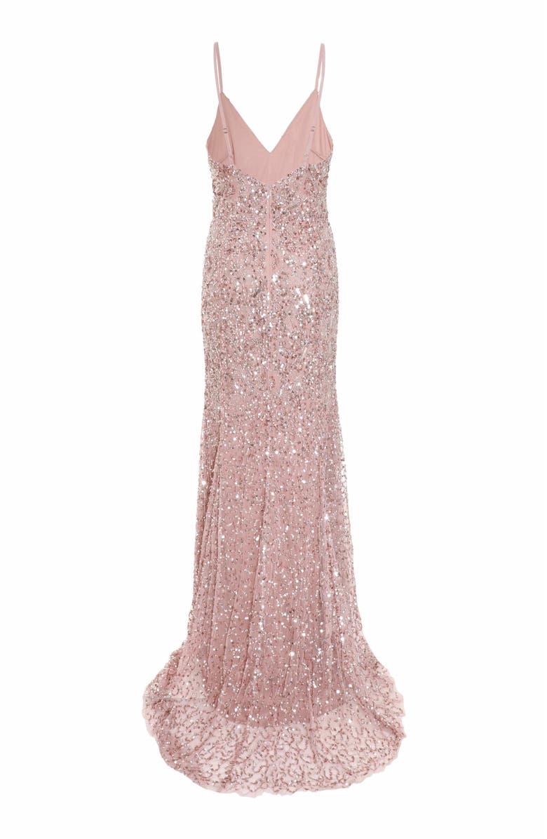 QUIZ Sequin Strappy Evening Dress, Alternate, color, 