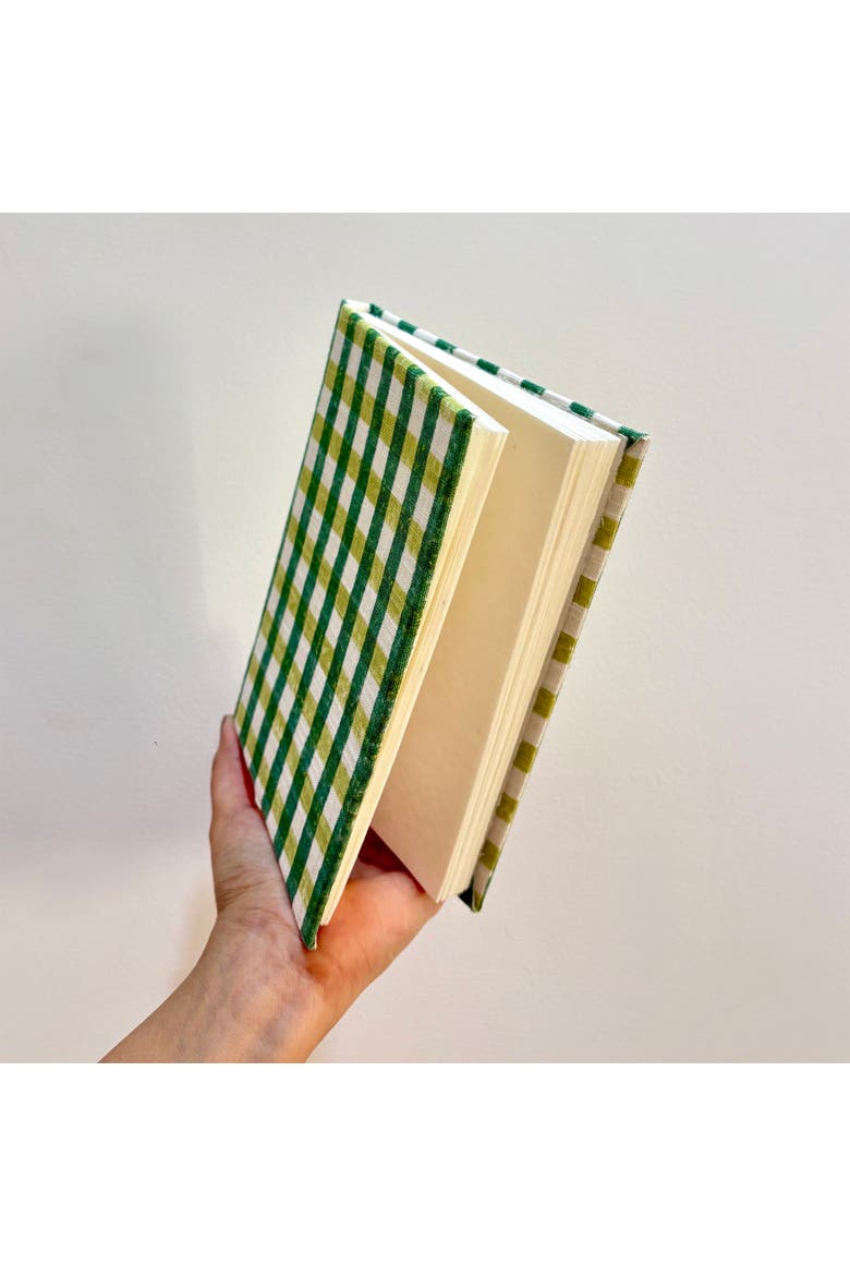 Handcrafted Sustainable A5 Diary Journal Notebook with Handmade Paper, Alternate, color, Green Checks