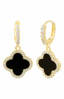 Adornia Crystal Halo Clover Drop Earrings