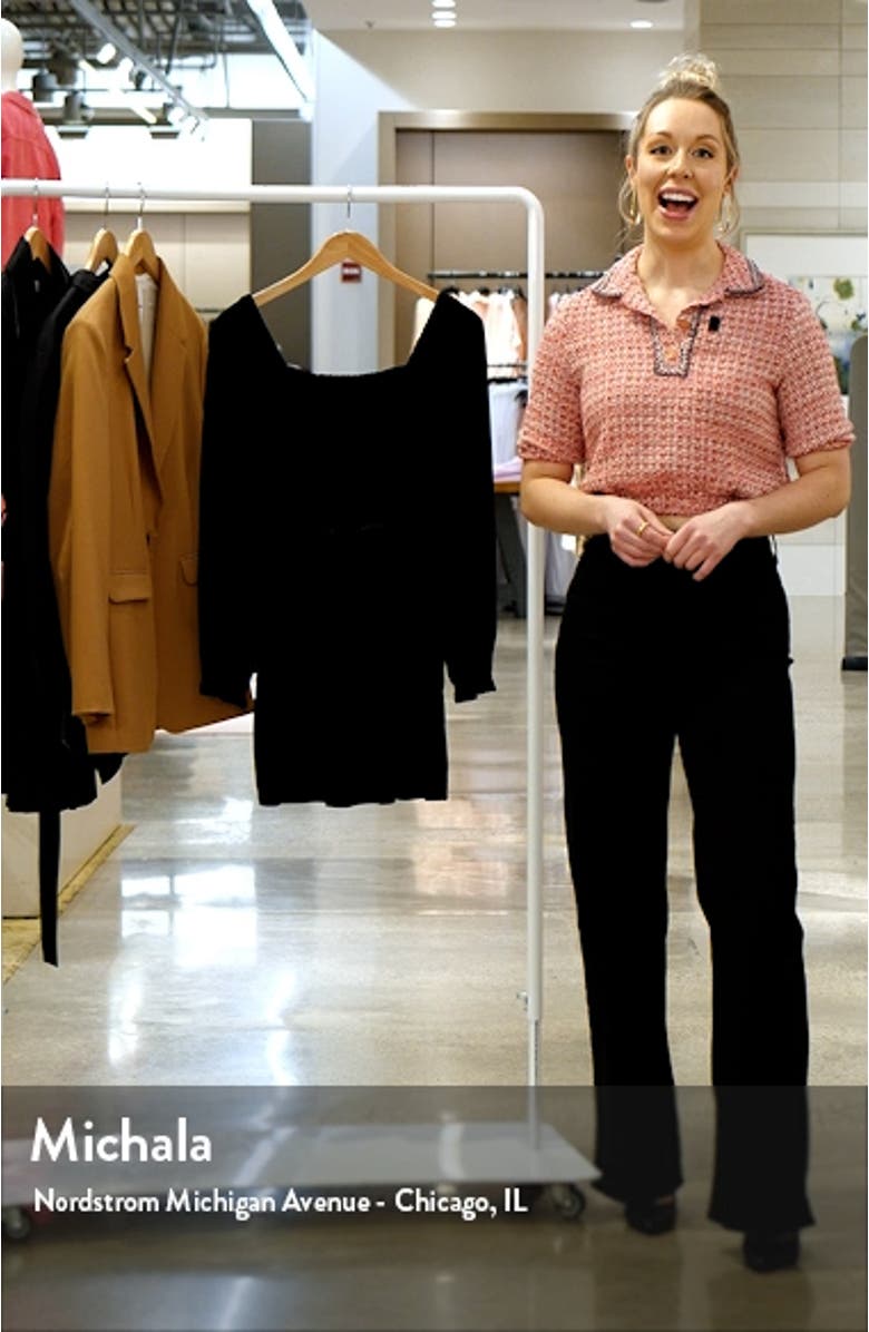 Smocked Bodice Long Sleeve Velvet Dress, sales video thumbnail