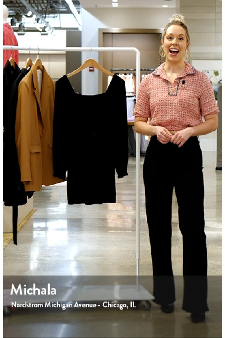 Smocked Bodice Long Sleeve Velvet Dress video