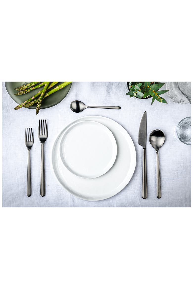 Linea Ice Flatware Set - 5 Pieces, Alternate, color, BRUSHED STAINLESS BLACK