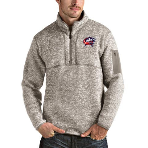 Men's Antigua Oatmeal Columbus Blue Jackets Fortune Half-Zip Pullover Jacket