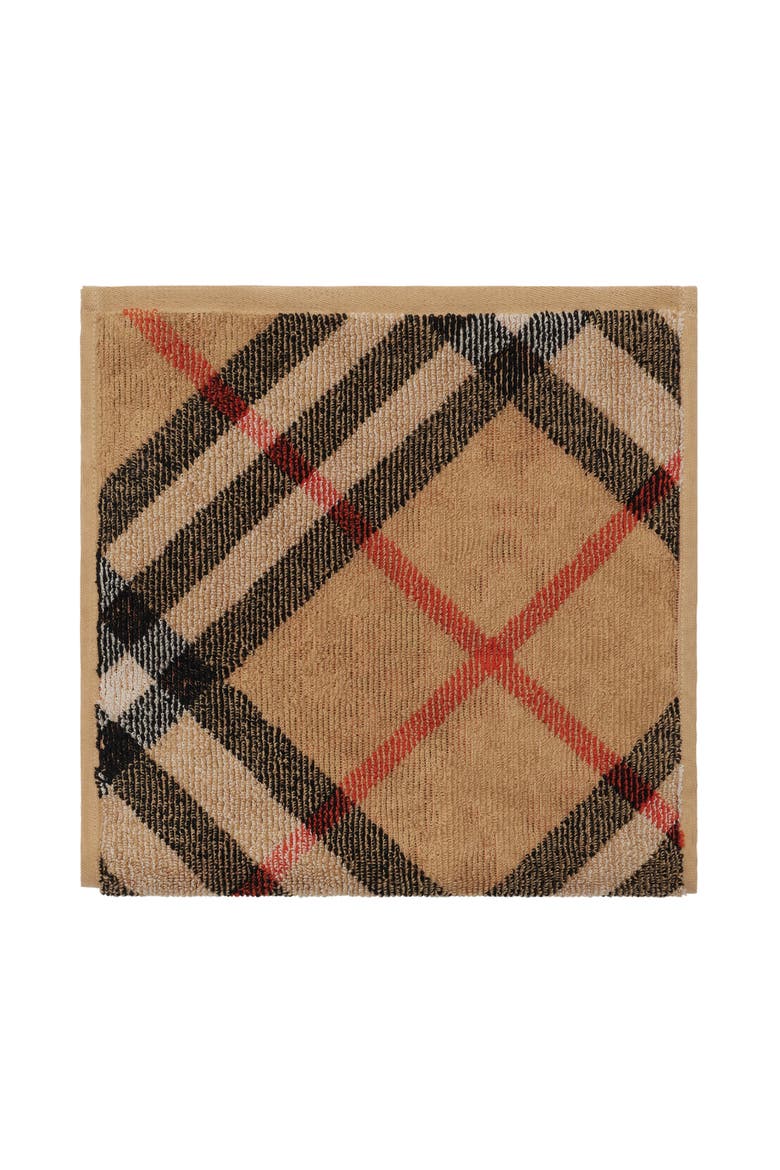 Skinny Check Cotton Towel, Main, color, Sand beige