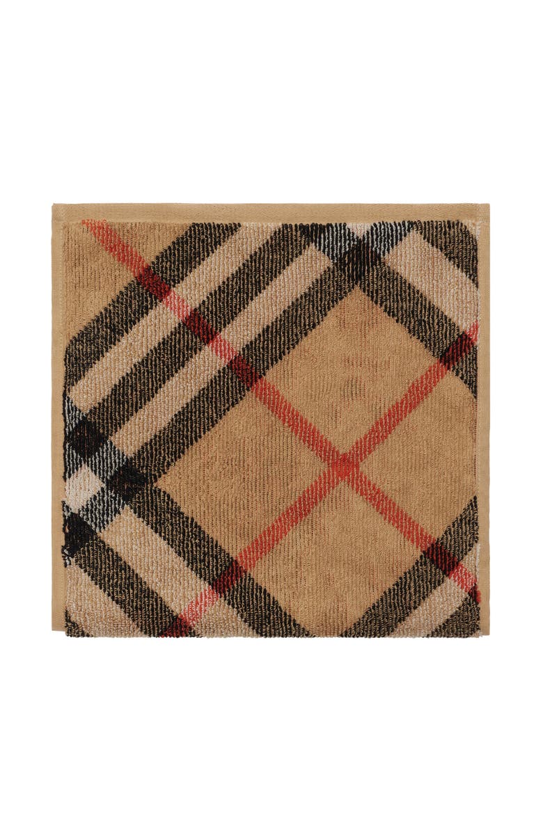 Burberry Skinny Check Cotton Towel, Main, color, Sand